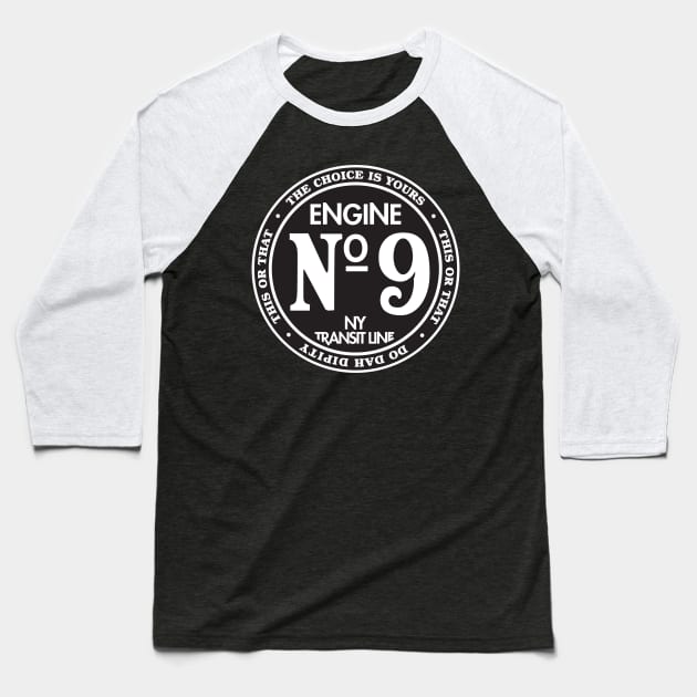 Engine Engine #9 on the New York Transit Line Baseball T-Shirt by HustlerofCultures